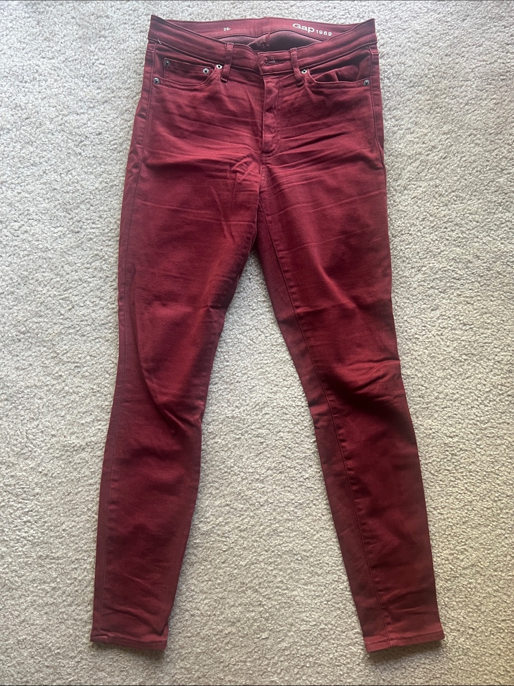 GAP Skinny Stretch Jeans - Burgundy - Size 28 Regular